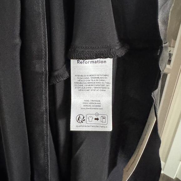 Reformation Black Casette Silk Dress 2 NEW Midi Satin Cowl Neck Sleeveless NWT - Picture 7 of 7